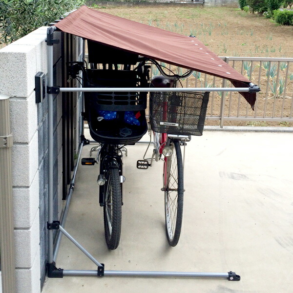 サイクルポート 本体 ブラウン ASP-02BW 自転車 二台用 ガレージ 雨除 UVカット加工 撥水加工 代引き不可_2