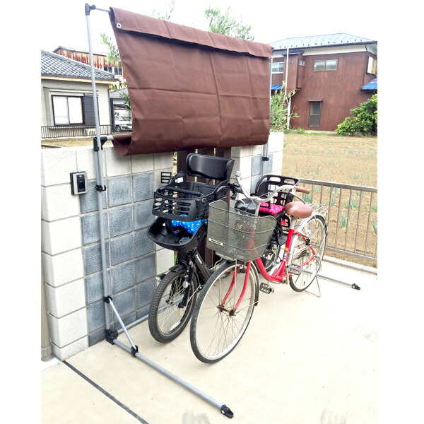 サイクルポート 本体 ブラウン ASP-02BW 自転車 二台用 ガレージ 雨除 UVカット加工 撥水加工 代引き不可_3