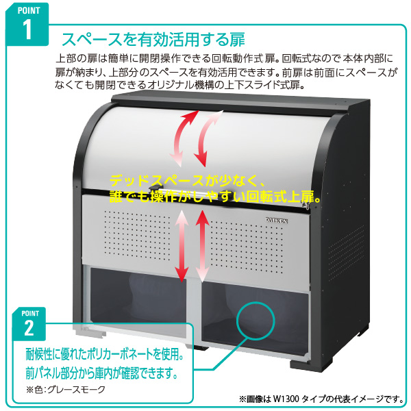 ダイケン クリーンストッカー CKR-1607-2A ゴミステーション ゴミ収集庫 スチール製 容量 1000L 幅1650mm×奥750mm DAIKEN 代引不可_1