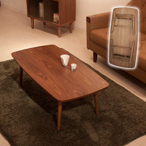 折りたたみ センターテーブル ウォールナット突板を使用 フォールディングテーブル 代引不可 北海道・沖縄県・離島部別途追加送料の通販は