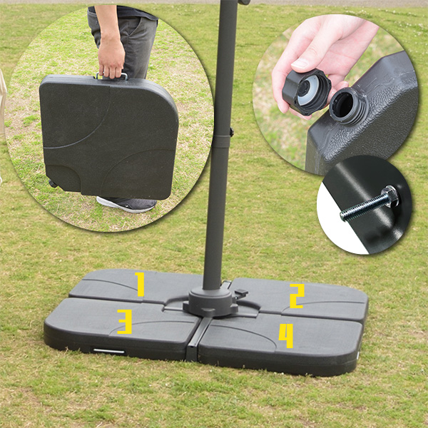 ガーデンパラソル ベースセット 大型約300cm 角度調節機能 360°回転 UVカット グリーン 代引不可 北海道・沖縄県・離島部別途追加送料_7