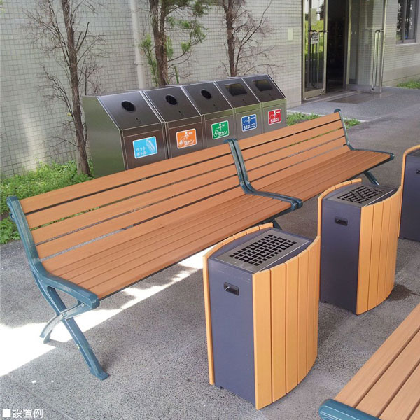 ミヅシマ工業 リサイクルベンチ RB5-SW【249-0130】屋外用ベンチ 屋内用ベンチ 背付 樹脂製ベンチ 木目調 再生樹脂使用 業務用 組立式 施設向け アンカー固定可能 病院 公共施設 レジャー施設 工場 組立品 代引不可_3
