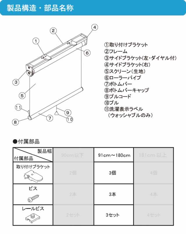 ティオリオ ロールスクリーン 無地ウォッシャブル 幅170×高さ220cm【TR