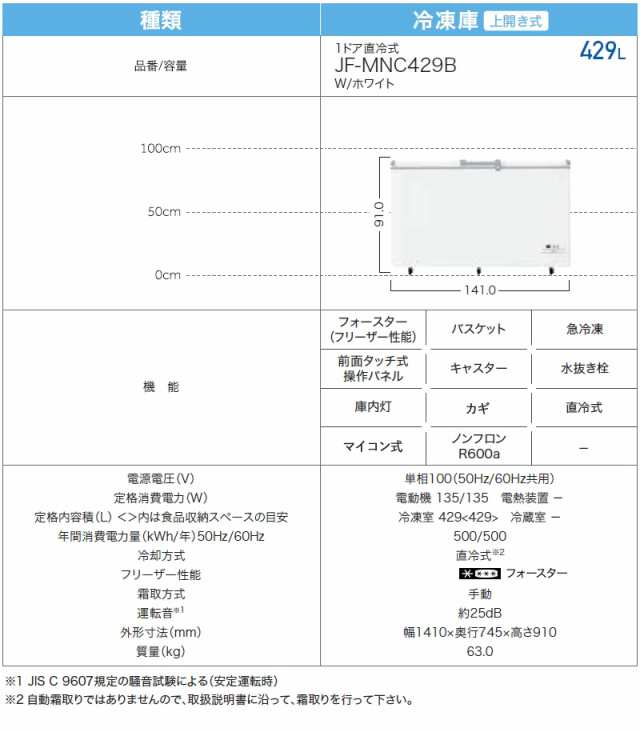 新作大人気】 (標準設置 送料無料) ハイアール 429L 冷凍庫(上開き)直冷式 ホワイト (フリーザー)haier JF-MNC429A-W  返品種別A Joshin web 通販 PayPayモール