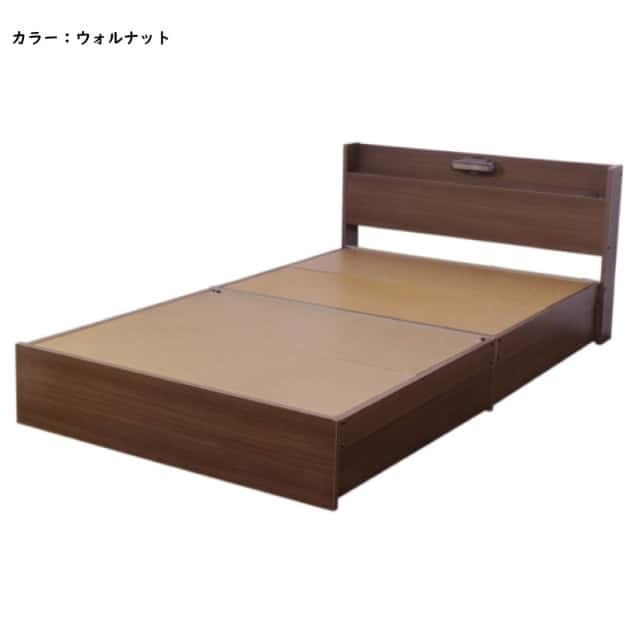 ベッド ダブル マットレス付き 日本製フレーム 棚 照明 コンセント 引出付き 機能性ベッド 収納 マットセット 茶 薄茶 【代引不可】_6