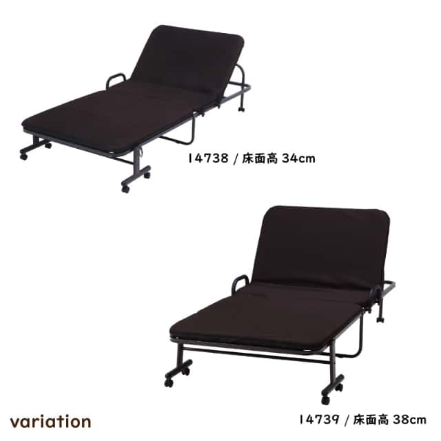 14739 ワンタッチベッド フリーロック42段 高床 マット付 折りたたみ 中国製 組立品 不二貿易 KJ-120H-42-BR 【メーカー直送/代引不可】_9