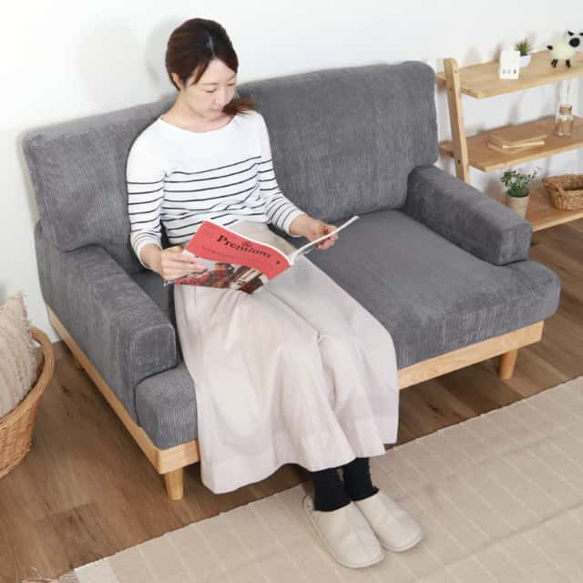 55091 コーデュロイソファ 2P フェリーチェ GY 幅129cm 2人掛け 肘あり