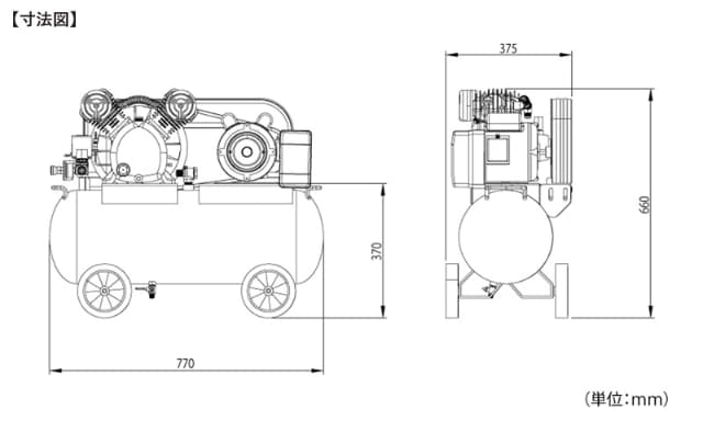ナカトミ 三相200V エアーコンプレッサー ベルト式 BCP-392 空気圧縮機 2シリンダータイプ タンク容量39.5L 法人様限定 代引不可_3