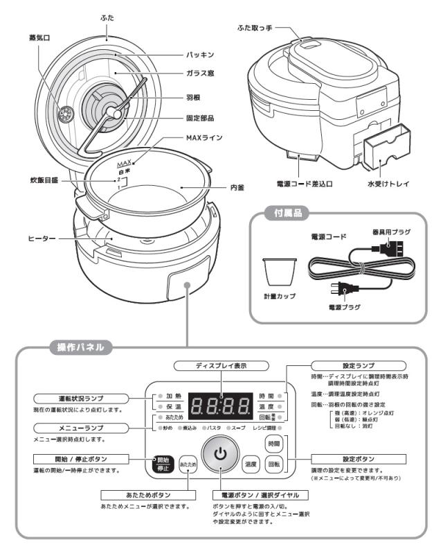 ベルソス 全自動調理器 スマートクッカー VS-KE44 ブラック オートクッカー 自動調理鍋 1人用 2人用 小型 電気鍋 電気なべ 簡単料理_7