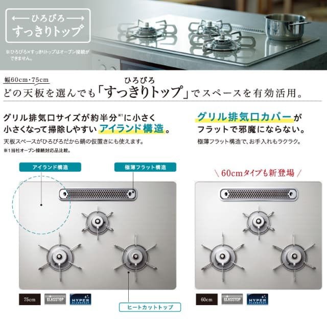 パロマ ビルトインコンロ フェイシス 60cm クリアパールブラック PD