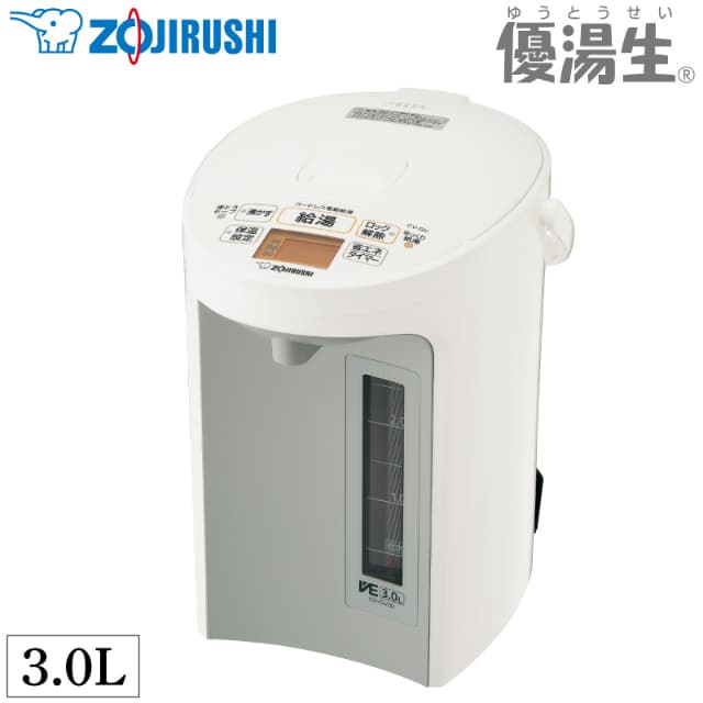 象印 マホービン VE電気まほうびん CV-GV30-WA ホワイト 優湯生 魔法瓶 3.0L コードレス電動給湯 魔法びん 電気ポット ZOJIRUSHI