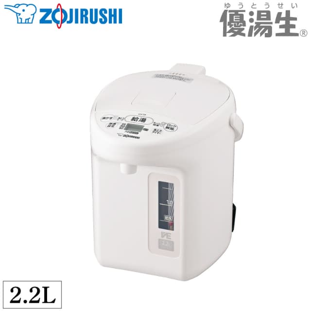 象印 マホービン VE電気まほうびんCV-TF22-WA ホワイト 優湯生 魔法瓶 2.2L 魔法びん 電気ポット 転倒湯もれ防止 空焚き防止 ZOJIRUSHI