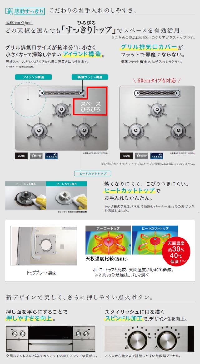 パロマ ビルトインコンロ フェイシスグランド 北欧デザイン 受注生産 