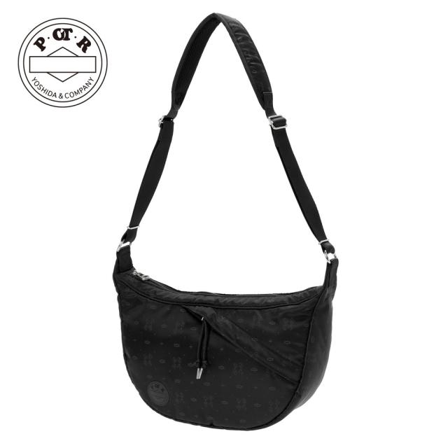 POTR モノグラム ショルダーバッグ 998-19525 MONOGRAM SHOULDER BAG ショルダートート ミニショルダー 三日月型 ナイロン オリジナル柄 肩掛け 斜め掛け 旅行 おしゃれ トラベル メンズ レディース 日本製 ブランド