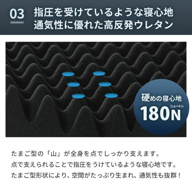 高反発 マットレス シングル 腰痛 腰痛 97×195×6cm RISE Zero Gravity SLEEP MAGIC 6.0 ウレタン 硬め 点で支える 三つ折り 体圧分散 腰痛_9