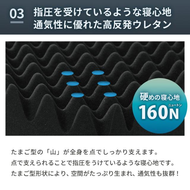 高反発 三つ折り マットレス ダブル 2層 ハイブリッド 体圧分散 腰痛 ライズ ゼログラビティ スリープマジック ウレタン 硬め 点で支える 敷布団 140×195×7cm 健康敷ふとん_11
