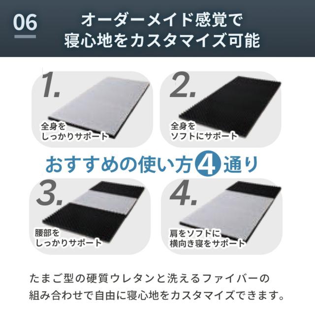 高反発 三つ折り マットレス ダブル 2層 ハイブリッド 体圧分散 腰痛 ライズ ゼログラビティ スリープマジック ウレタン 硬め 点で支える 敷布団 140×195×7cm 健康敷ふとん_14