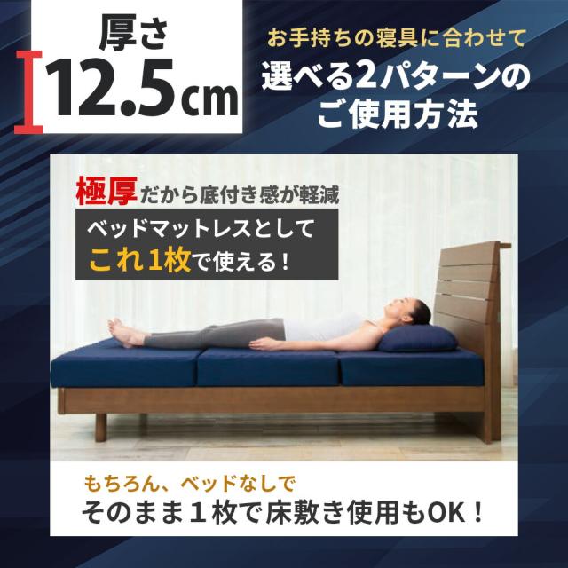 極厚 高反発 マットレス ダブル 体圧分散 RISE Zero Gravity SLEEP MAGIC 12.5 ウレタン 硬め 点で支える 三つ折り 140×195×12.5cm_2