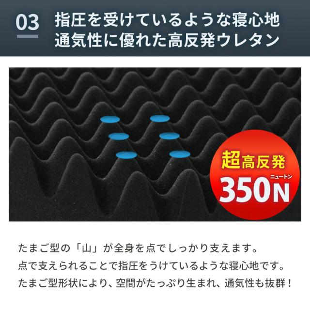 極厚 高反発 マットレス ダブル 体圧分散 RISE Zero Gravity SLEEP MAGIC 12.5 ウレタン 硬め 点で支える 三つ折り 140×195×12.5cm_10