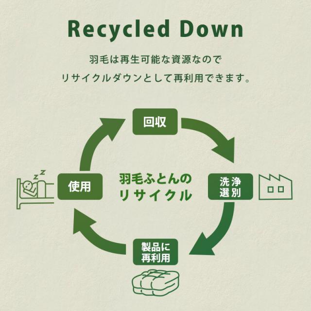 グース 羽毛布団 ダブル ロング グースダウン93％ 日本製 河田フェザー 400dp以上 再生羽毛 リサイクルダウン 1.3kg 綿混生地 国内パワーアップ加工 国内洗浄 暖か_2