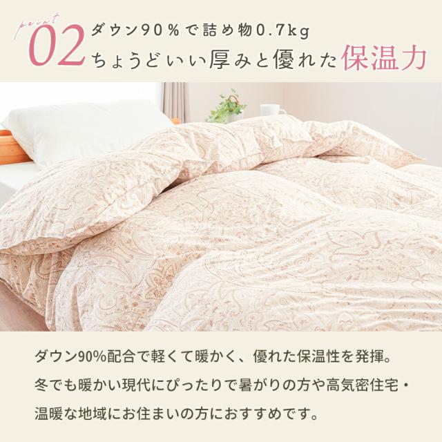 西川 羽毛 合掛け 布団 シングル ホワイトダウン90％ 日本製 0.7kg 春 秋 ホワイトダック ダウン 150×210 オールシーズン 当社限定_4