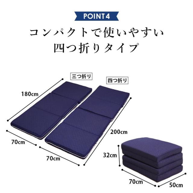 自社製造 高反発 四つ折り ごろ寝マット 70×200×8 敷布団 セミシングル 日本製 硬め 車中泊 プロファイル メッシュ 洗える 通気性_10