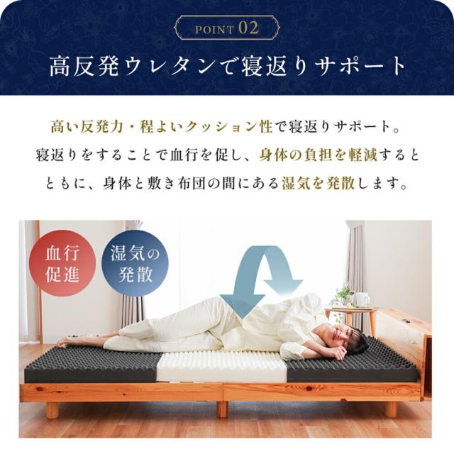 【クーポンで10％引き中】マットレス 高反発 ダブル 三つ折り 日本製 心寝 リバーシブル ハード 170N 240N 敷布団 8cm 硬め プロファイル メッシュ 通気性 自社製造 【haru】_6