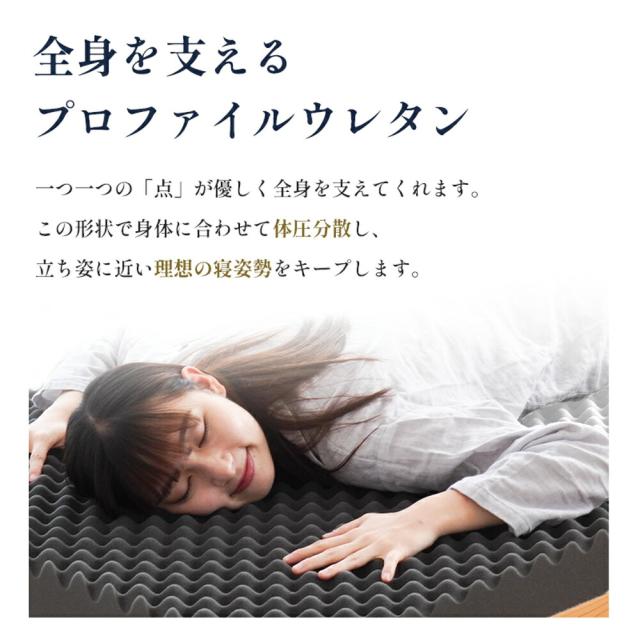 【クーポンで10％引き中】マットレス 高反発 ダブル 三つ折り 日本製 心寝 リバーシブル ハード 170N 240N 敷布団 8cm 硬め プロファイル メッシュ 通気性 自社製造 【haru】_7