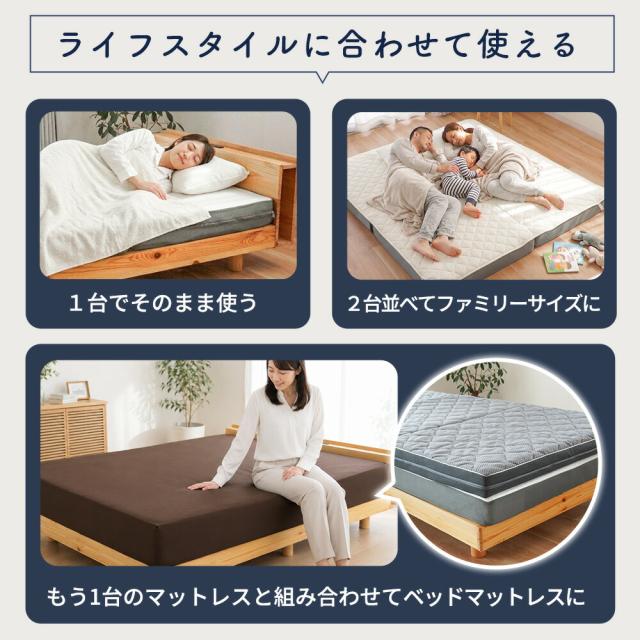 高反発 マットレス 三つ折り シングル 約97×195×10cm 3Dエアー ファイバー メッシュ スリープメディカル 3Dエアフォース 体圧分散 3次元構造 ベッドマットレス 極厚 腰部強化_11