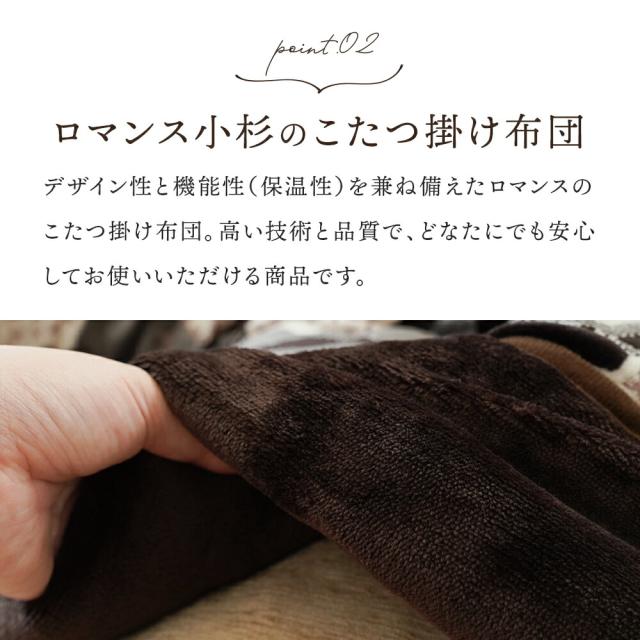 【半額！】ロマンス小杉 こたつ掛け布団 ボア 正方形 200×200 こたつ布団 花柄 ハイド ROMANCE ブラウン ジャガードニット 在庫限り お得 ロマンス小杉 高級感 ボア裏地 あったか リビング ダイニング おしゃれ 北欧風_4