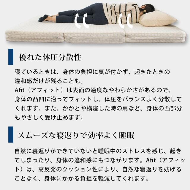西川 Afit アフィット 高反発マットレス　三つ折りマットレス シングル 3つ折り 97cm×195cm×13.5cm 腰を寝かせるマットレス 折りたたみ 西川 敷布団 高反発 体圧分散 圧縮タイプ 西川株式会社_7