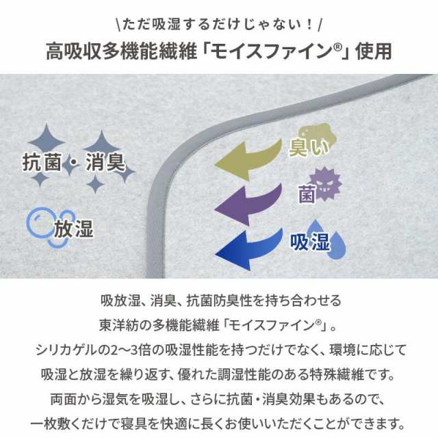 除湿シート セミダブル 洗える 西川 ドライウェル 除湿マット 吸湿パッド 抗菌 防臭 110×180cm グレー 日本製 【正規品】【2枚セット】の通販は