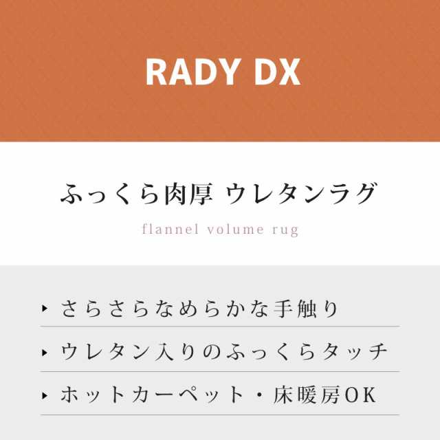 ラグ ラディDX 3畳 200×250cm 長方形 ラグマット 厚手 ホット