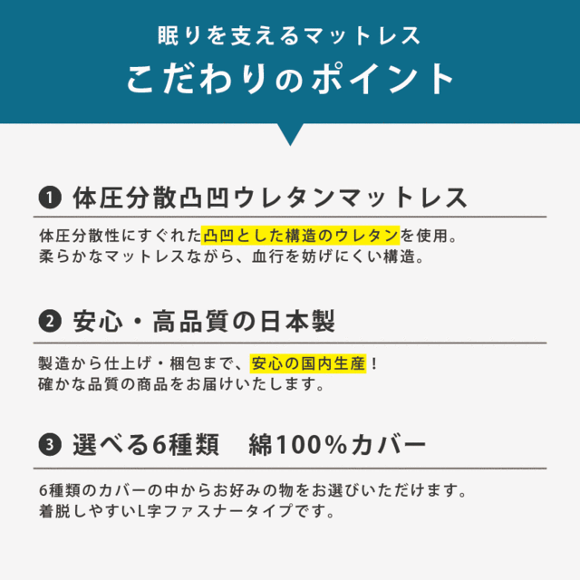 送料無料 日本製 眠りを支える マットレス シングル 約97 195 7 5cm 凸凹ウレタン 柔らかめ 選べるカバー 敷き布団 国産 の通販はau Pay マーケット こだわり安眠館