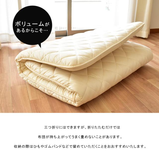 敷き布団 体圧分散くんベーシック シングルロング 日本製 フランスウール 防ダニ 抗菌防臭 羊毛【haru】_9