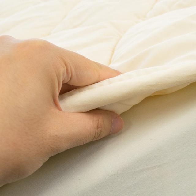 敷きパッド 日本製 ウール ベッドパッド キング 180×200cm 洗える 側地：綿100% 敷パッド パッド 無地 ホワイト_6