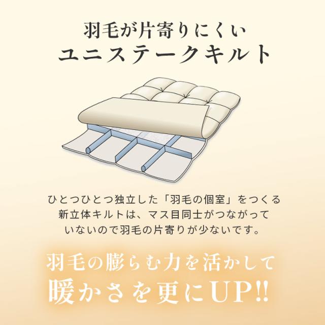 羽毛布団 ダブル 西川 日本製 ダウン93% 1.8kg フランス産 ダックダウン93% あったか 冬 190×210 390dp以上 ダブルロング_8