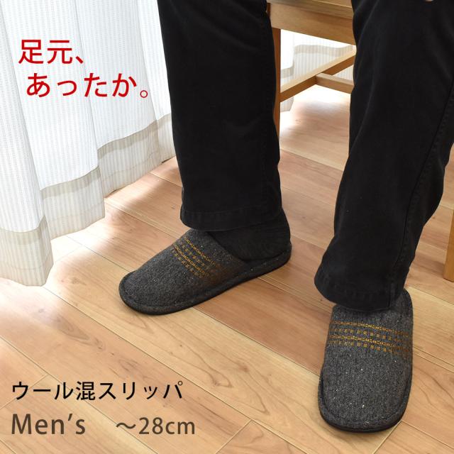スリッパ あったか メンズ ２８cm 大きいサイズ ウール混 前詰まり ルームシューズ 部屋履き 日本製 紳士 実寸30cmの通販はau Pay マーケット こだわり安眠館