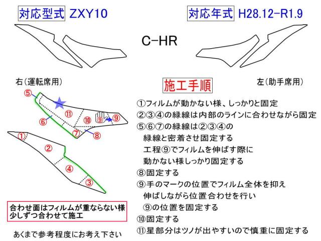 ヘッドライトプロテクションフィルム (C-HR ハイブリッド ZXY 10型) 【宅急便 送料無料】 車種専用 カット済み 左右セット ヘッドライト保護 ZYX10 トヨタ_1