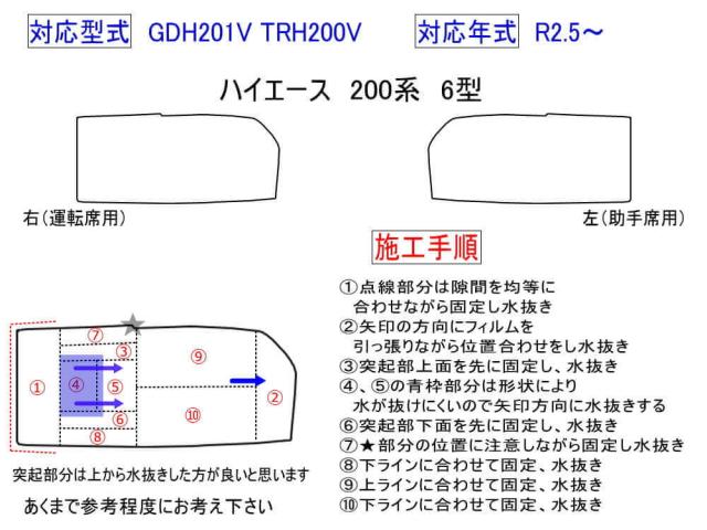 ヘッドライトプロテクションフィルム (ハイエース 200系 6型) 【宅急便 送料無料】 車種専用 カット済み 左右セット ヘッドライト保護 HIACE GDH201V TRH200V トヨタ_1