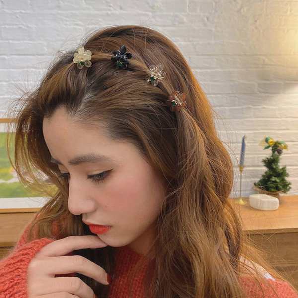 モダンフラワーミニヘアクリップ【ヘアクリップ ヘアアクセサリー