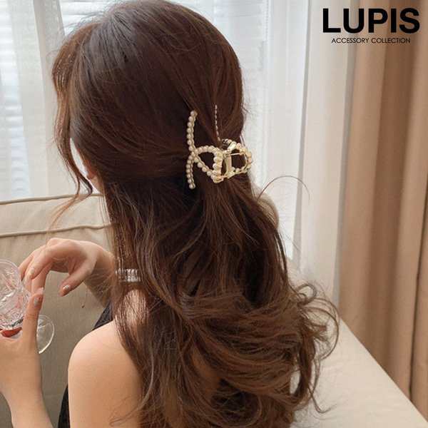 ヘアアクセサリー ヘアクリップ バンスクリップ パール メタル