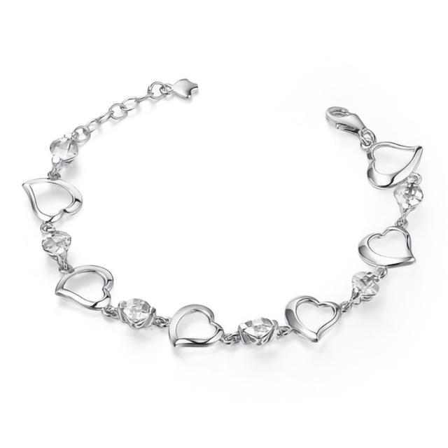 ブレスレット レディース キュービックジルコニア S925 オープンハート プラチナ仕上げ 20代 30代 40代 お祝い 入学式 卒業式 卒園式 オケージョン 送料無料！の通販は 9,120円