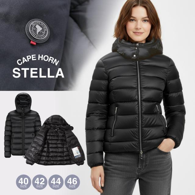 ケープホーン ダウン レディース CAPE HORN stella ステラ ブラック 72550 ダウンジャケット 撥水 ショート フード 防風 防寒 アウター