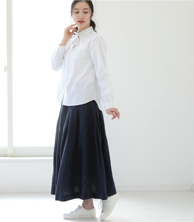 dgy レディース ロングスカート 大きいサイズ タックスカート リネンオックス フレアスカート ウエストゴム D*g*y ゆったり ナチュラル D5758