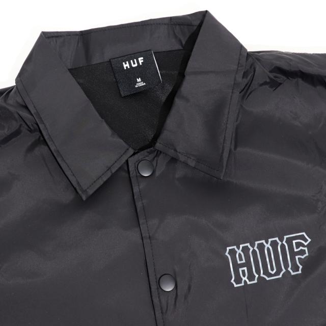 ハフ HUF コーチジャケット メンズ 黒 ブラック JK00390 JK00420 ロゴ アウター ジャケット 秋 春 ウインドブレーカー ナイロン ジャンパー バイク アメカジ_1