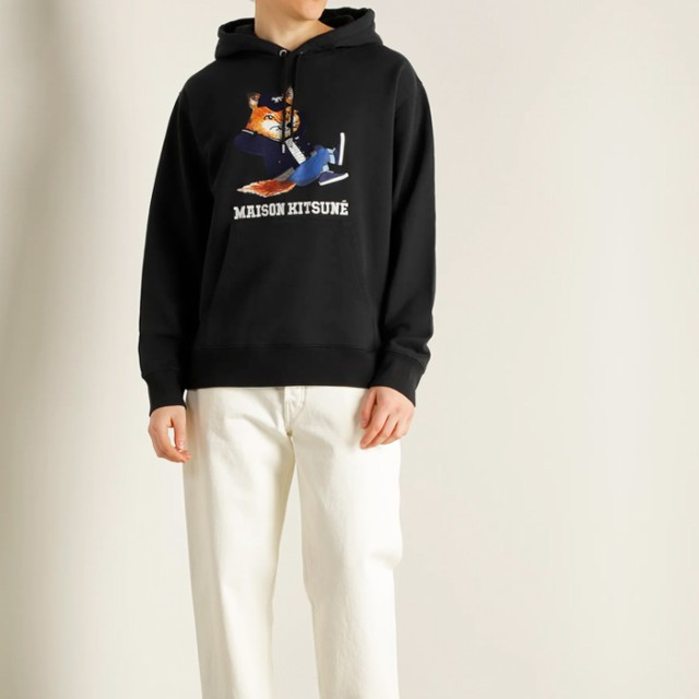 メゾンキツネ パーカー スウェット プルオーバー メンズ レディース MAISON KITSUNE FOX ワンポイント コットン 男女兼用 黒  ブラック｜au PAY マーケット