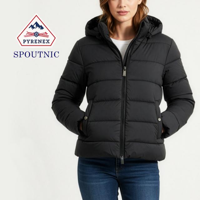 ピレネックス PYRENEX スプートニック SPOUTNIC ダウンジャケット レディース 黒 ダウン フード アウター 女性 ショートジャケット きれいめ ショート丈
