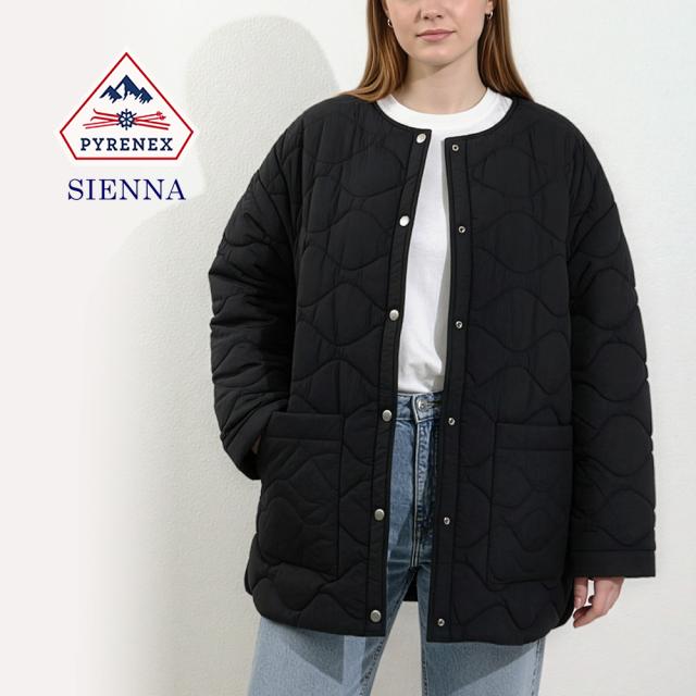 ピレネックス PYRENEX シエナ SIENNA ダウンジャケット レディース 黒 ダウン アウター 女性 コート ジャケット ノーカラー きれいめ ブランド