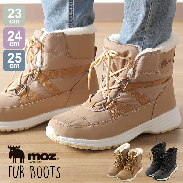 moz モズ スノーブーツ ウィンターブーツ 防寒ブーツ レディース 秋冬 防水 防寒 ショートブーツ ファー 軽量の通販は 4,851円